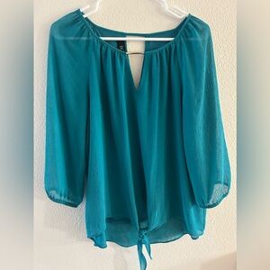 Women’s large turquoise/teal blouse BCX